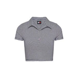 Tommy Hilfiger Womens V-Neck Buttonless Pullover Cropped Shirt Stripes NWT M